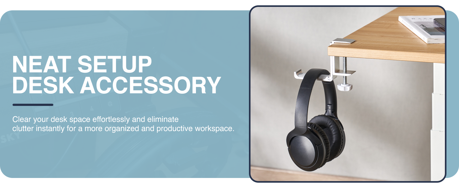 foldable headphone hook, under-desk headset hanger, rotating headphone mount, adhesive desk hook