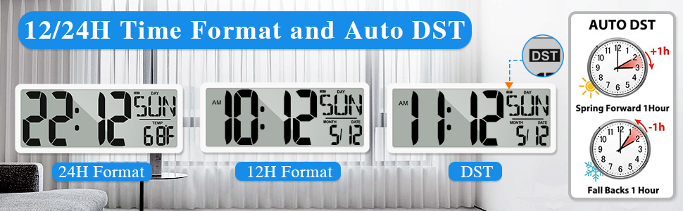 Featuring with auto backlight, the digital wall clock can be illuminated in the dark, which make you