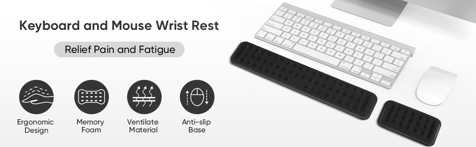 Memory Foam Keyboard Wrist Support Bar and Mouse Wrist Rest Pads Set –  iFirst
