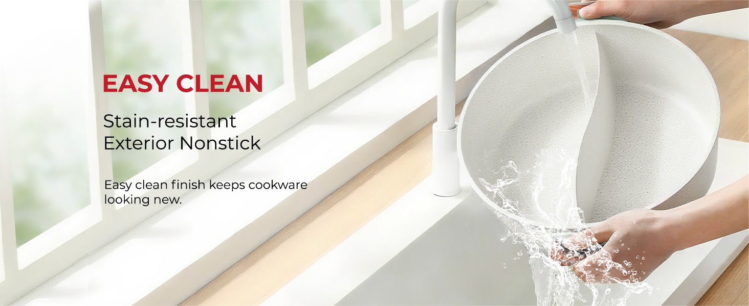 Rosewill 4.2QT Double Flavor Non-sticking Shabu Shabu Hot Pot with Divider - Beige