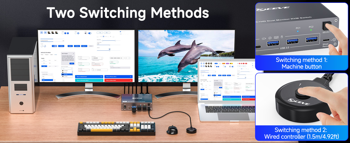 USB3.0-A and USB C KVM Switch