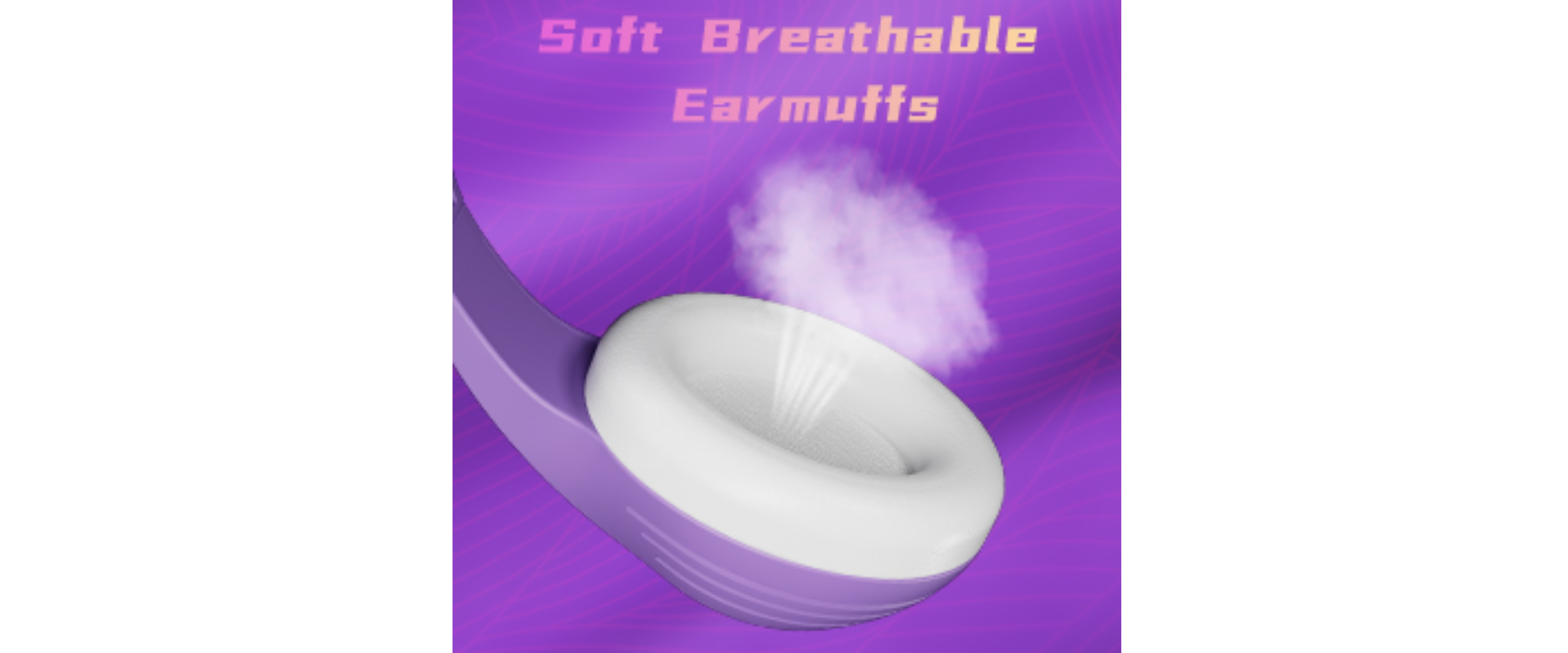 Purple headset, soft breathable memory foam earmuffs
