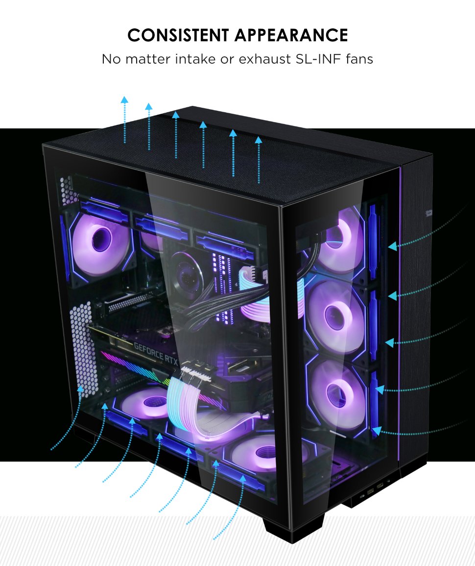 LIAN LI UNI FAN SL INFINITY 120 RGB BLACK REVERSE BLADE VERSION ---UF ...