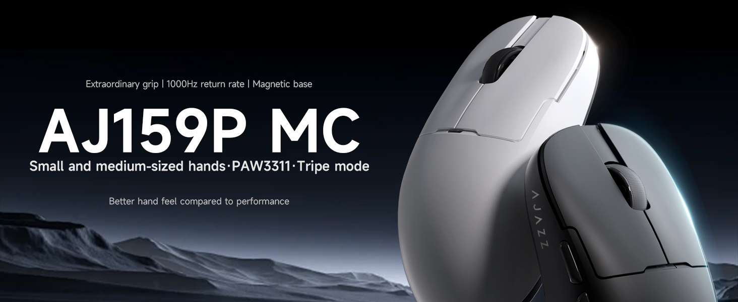 Gaming Mouse, AJ159P MC Wireless Gaming Mice with RGB Charging Dock, 56 g Lightweight Programmable T