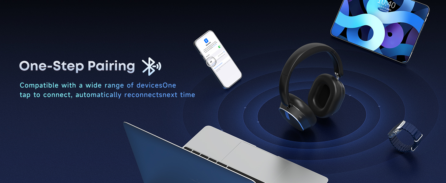 Hybrid Active Noise Cancelling Bluetooth Headphones, Wireless Bluetooth 6.0 Headphones Over Ear, 120