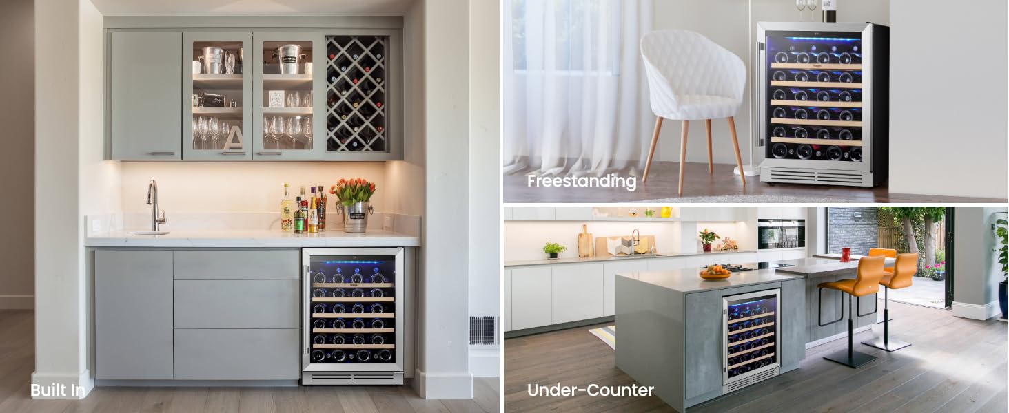 built in/freestanding/under counter installation