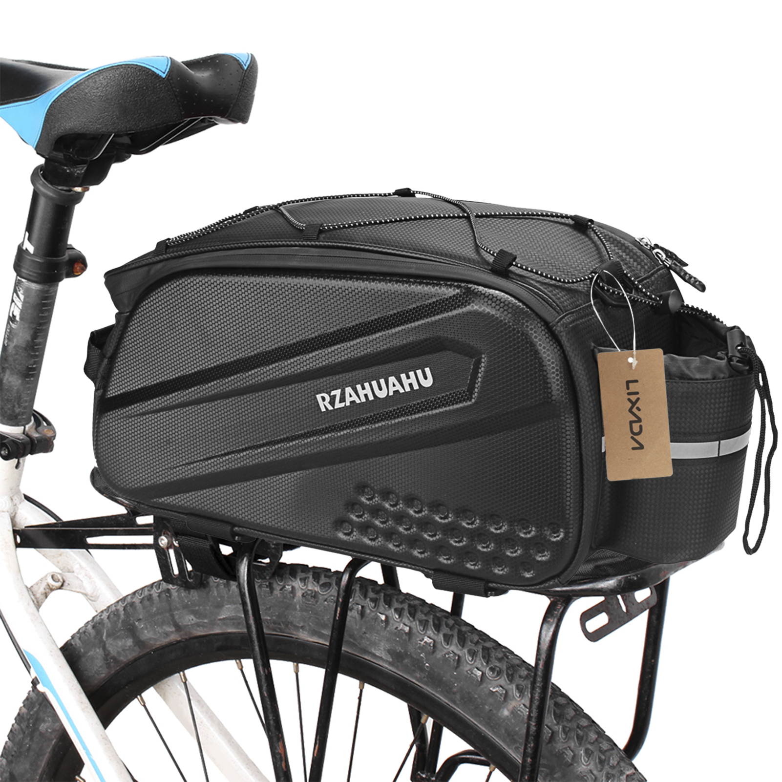 Lixada Bike Rear Bag Bicycle Pannier Bag Saddle Bag 25L Bicycle Rear Seat Bag Bike Carrier Trunk Bag Expandable Waterproof MTB Bike Rack Bag with Rain Cover 
