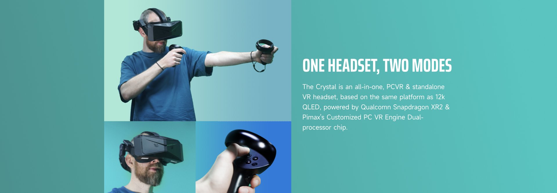 Pimax Crystal VR headsets - Dual Engines of PC VR and All-in-One Virtual  Reality Headset, Dual QLED+Mini-Led Panels with 5760x2880 Resolution, Purer  Black and Crystal Clear, 256G : : Videojuegos