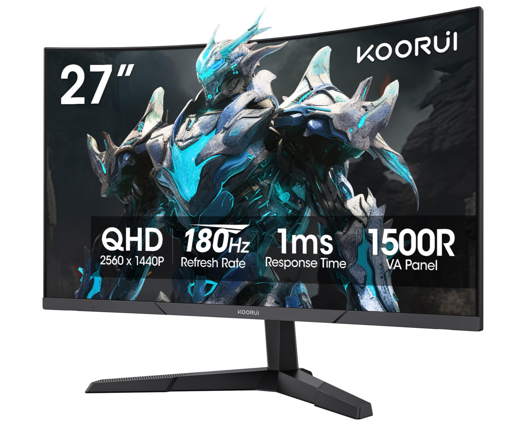 KOORUI 27 inch Curved Gaming Monitor QHD180HZ,(2560 x 1440p)2K 180Hz