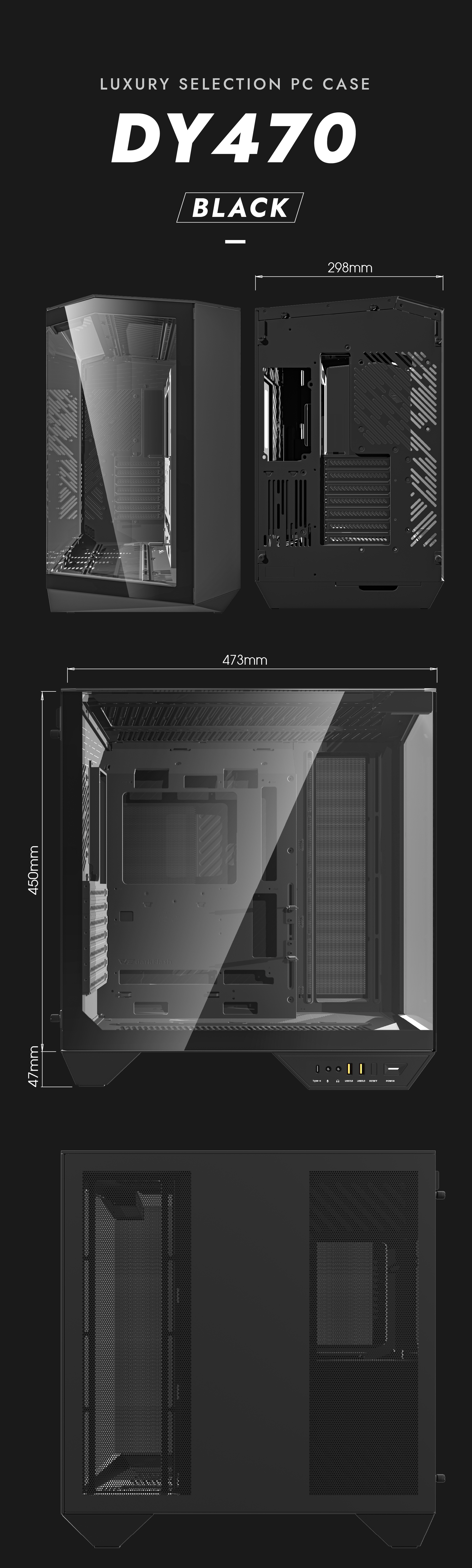 darkFlash DY470 PC Gaming Case Black