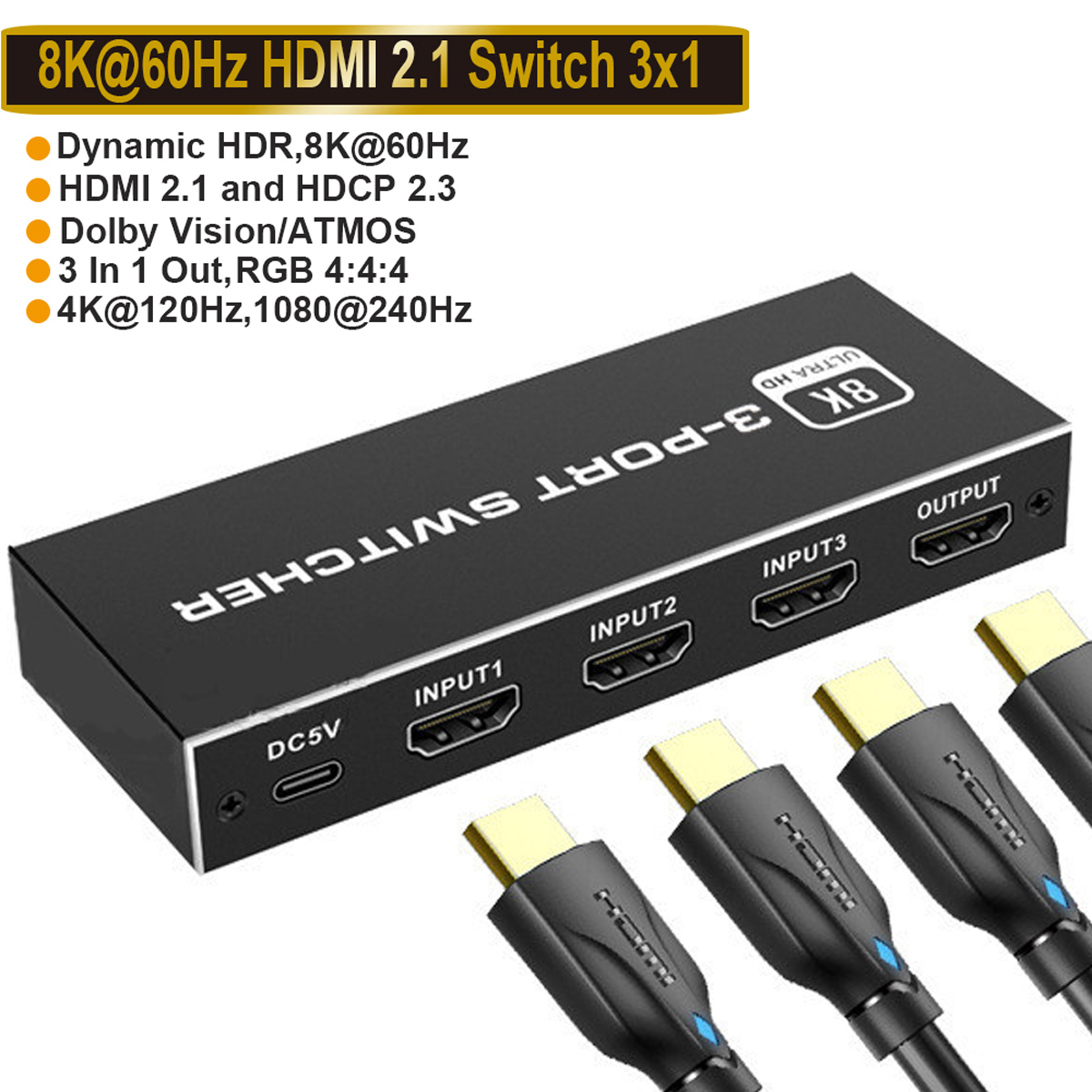 Conmutador HDMI 4k @60hz HDMIB07K2NZX8L