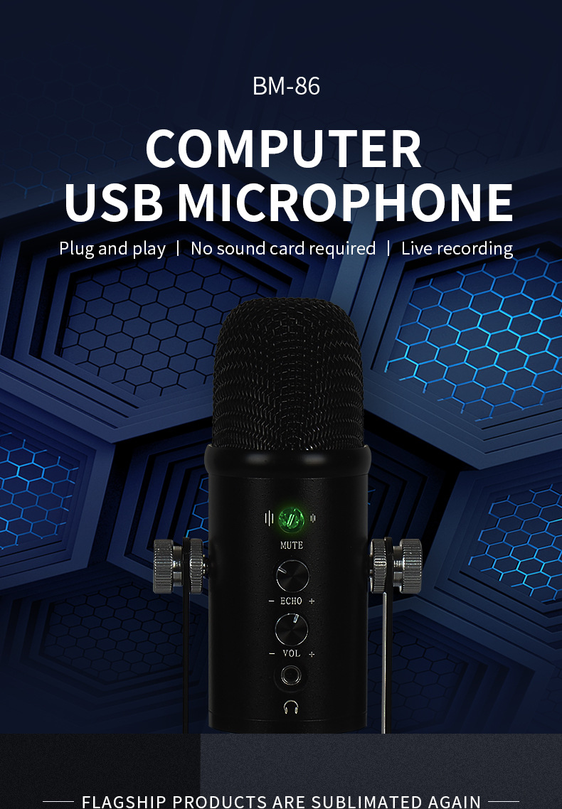 USB Streaming Podcast PC Microphone Studio Cardioid Condenser