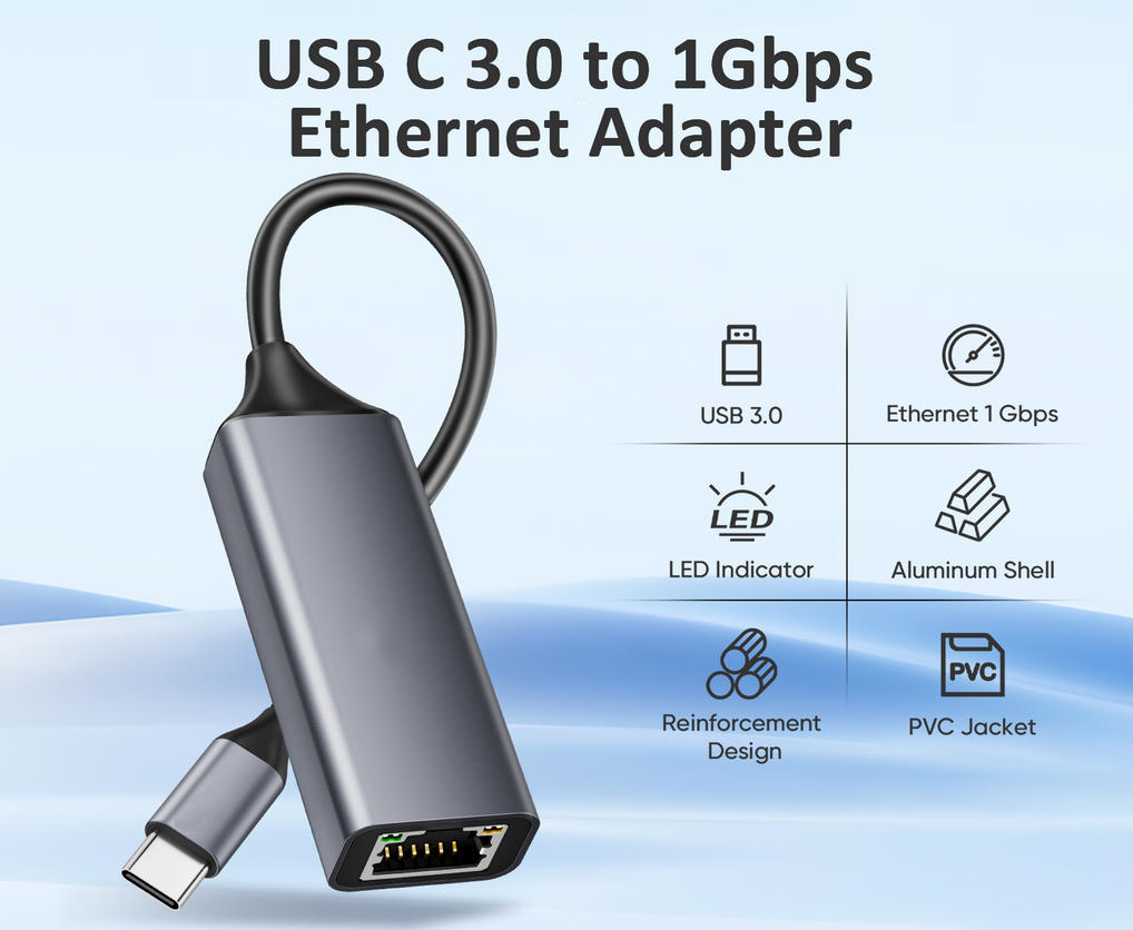 USB C to Ethernet Adapter, 1Gbps RJ45 to USB C Ethernet Network Adapter, Portable Type C to Ethernet