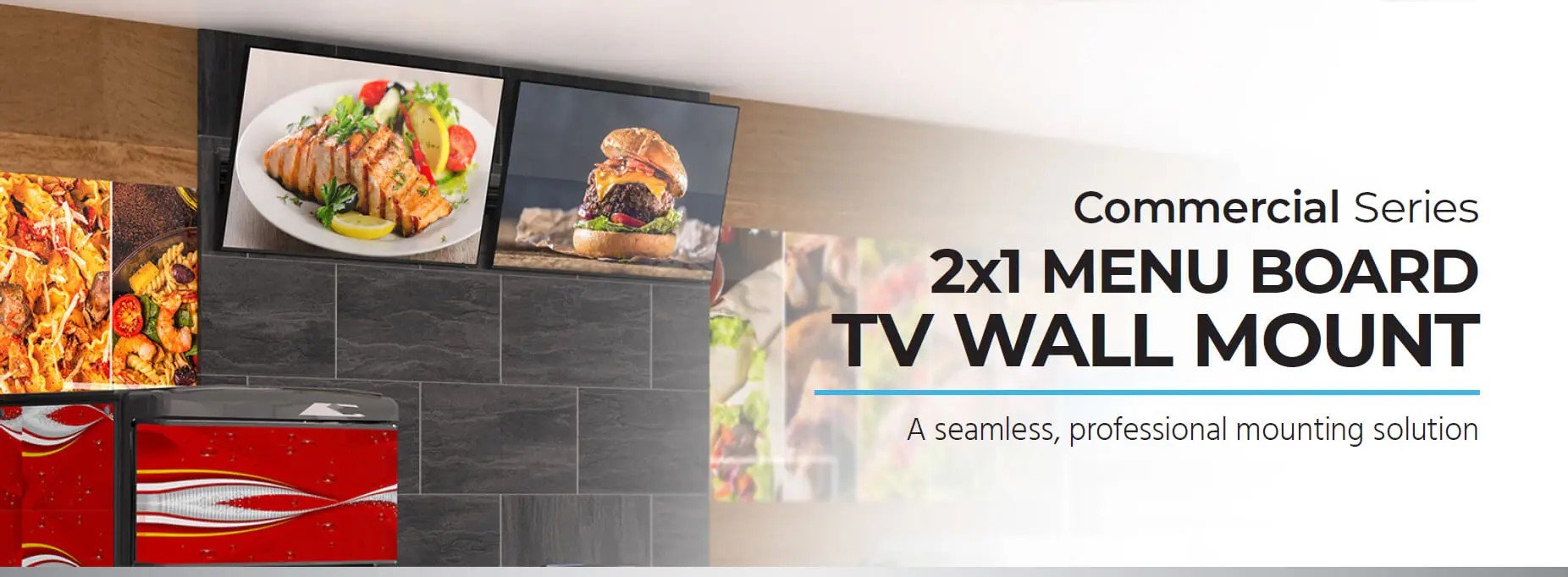 2x1 Display Adjustable Tilt Menu Board TV Wall Mount for LED Screens between 32in to 65in, Max Weigh