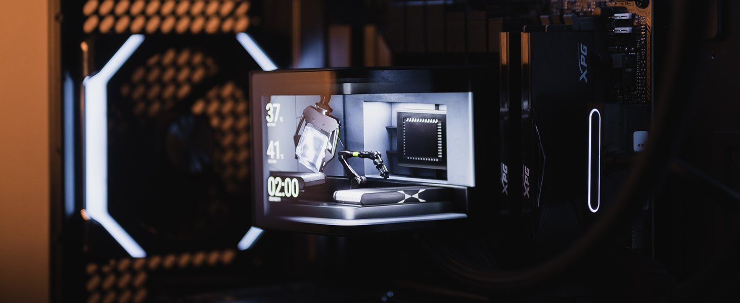 TRYX PANORAMA AIO Cooler AMOLED Curved Screen 3D Anamorphic Effect in PC Case