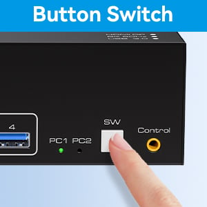 3 Monitors KVM Switch Supports Key Switching Just press the panel button next to the indicator light