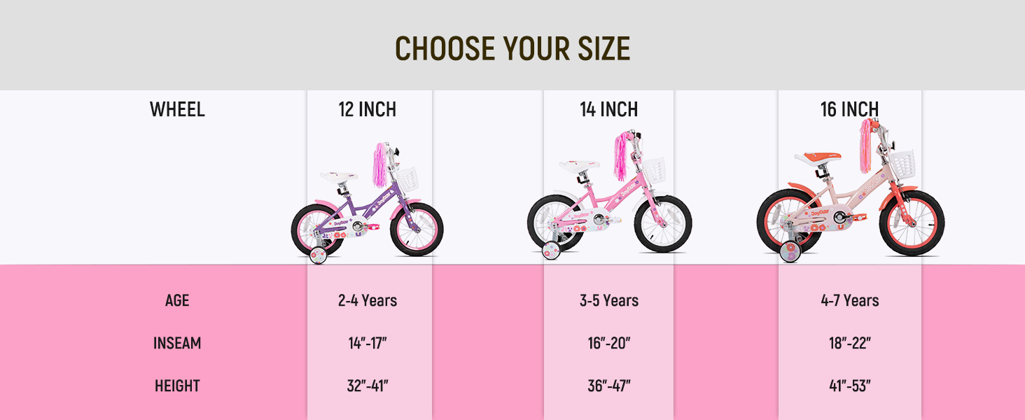 kids bike kids bicycle boys girls children training wheels basket 16 inch 14inch 12inch