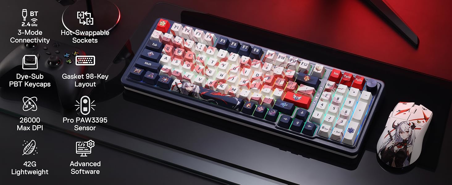 Redragon Eisa Anime Keyboard & Mouse Combo, K686 PRO KB + M916 26K DPI Mice
