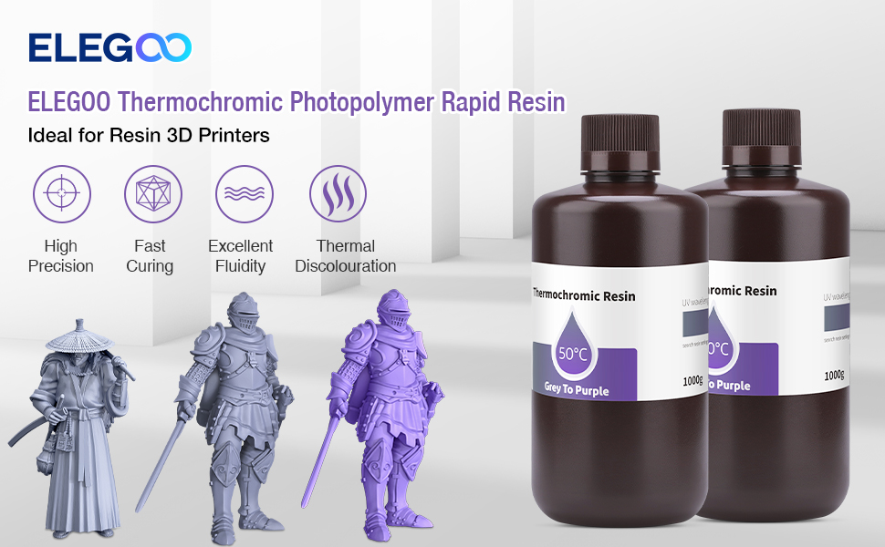 ELEGOO Thermochromic 3D Printer Resin, 405nm UV Curing