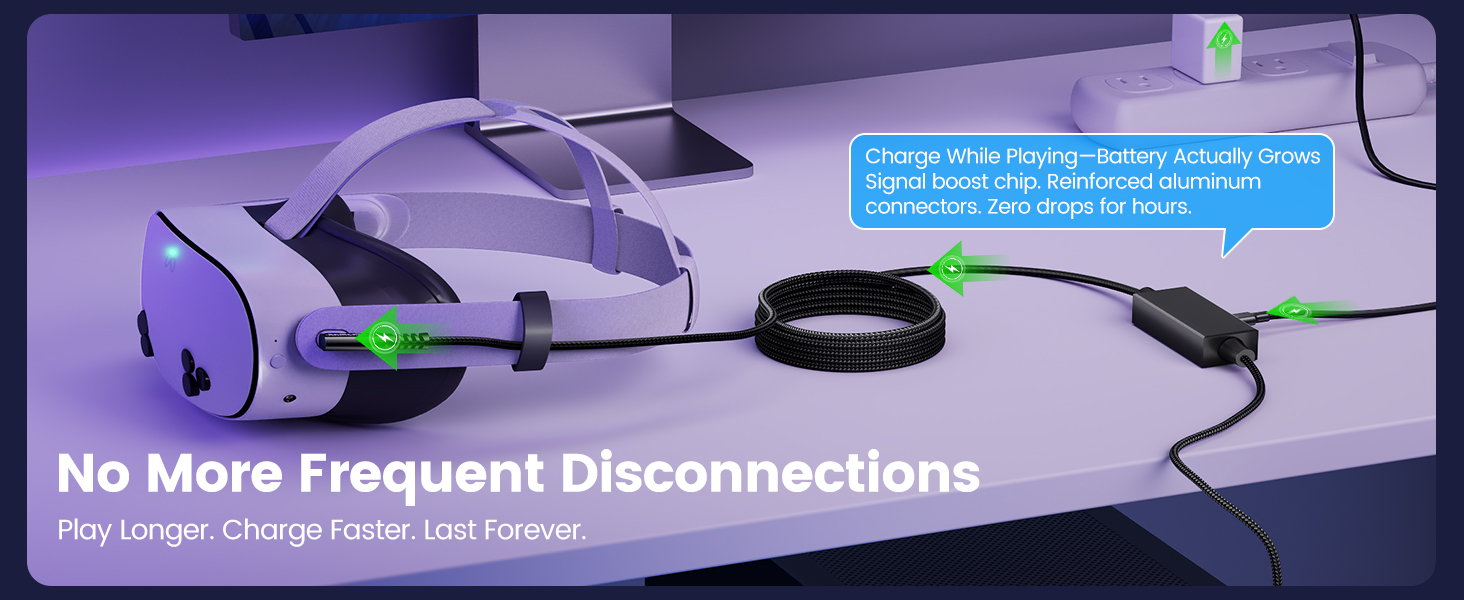 USB A to C VR Link Cable 16FT for Me-ta Quest 3S/3/2/Pro&Pico 4