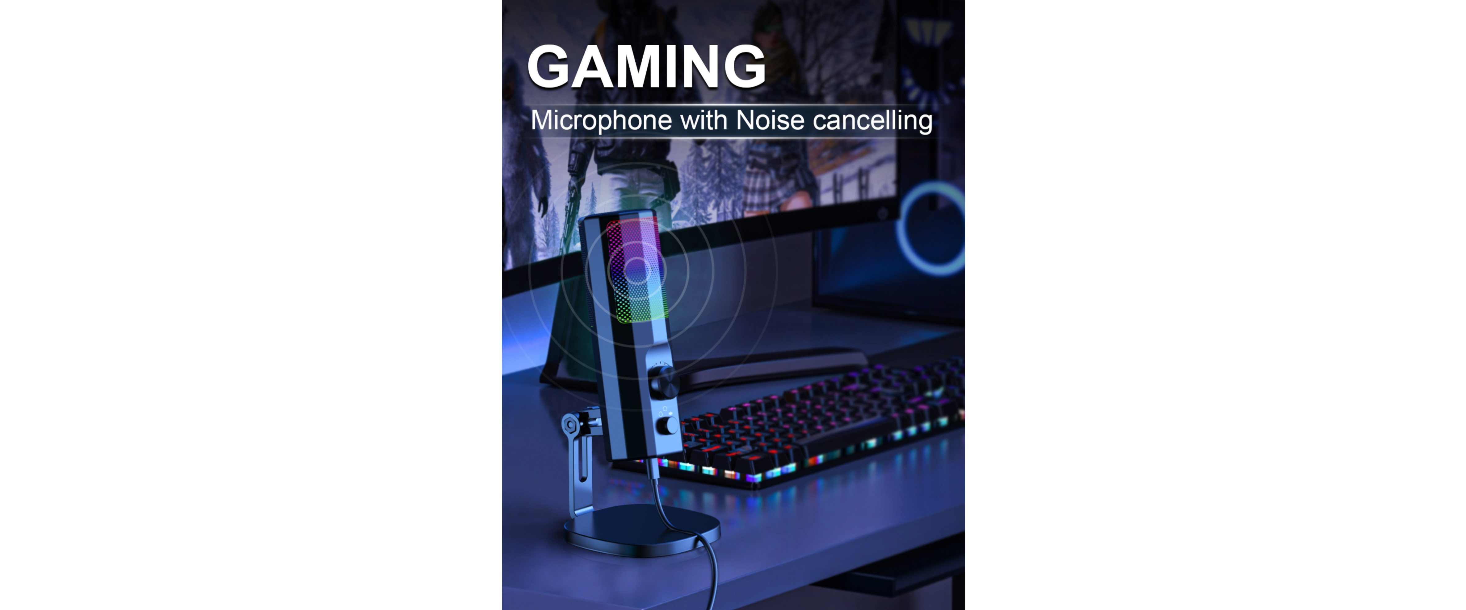 Gaming Microphone, RGB Desktop Mic, Streaming Setup
