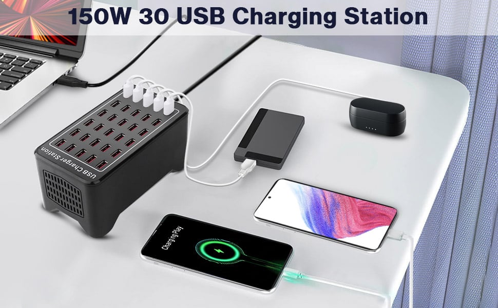 150 watt 30-Port (30 A) USB Charging Station