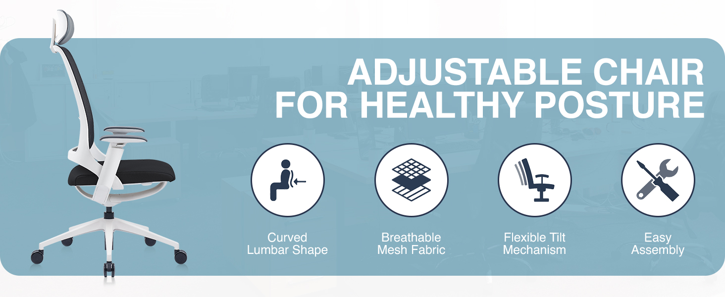 supportive mesh office chair, ergonomic task chair with lumbar support, modern home office chair