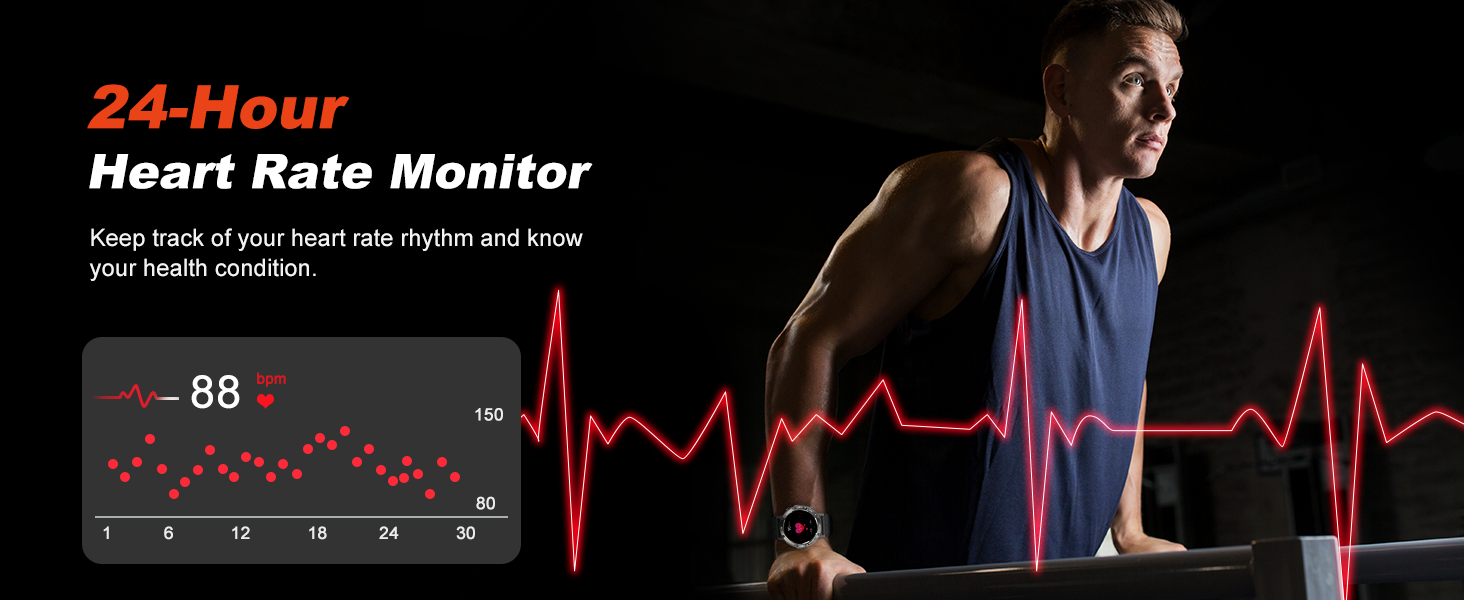 Smart Watch for Men Fitness Tracker, Bluetooth Waterproof Make Answer Call Digital Mens Watches Runn