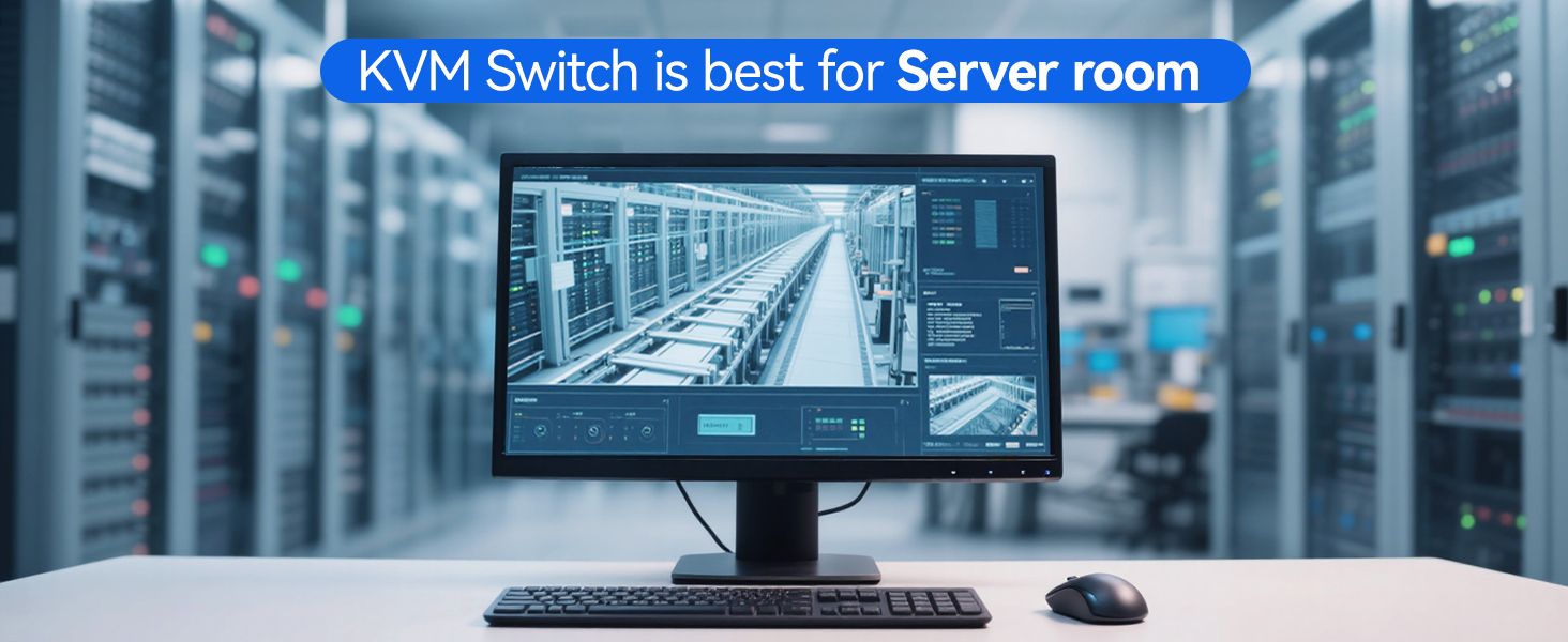 This dual monitor HDMI KVM switch features 3 switching modes: 1. 1.5m wired remote (included); 2. Pa