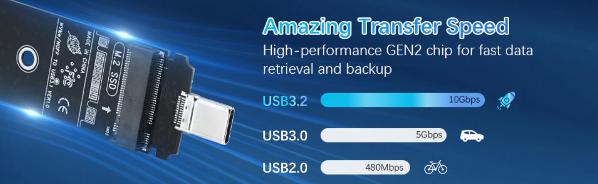 AUTYUE M.2 to USB C Adapter NVME/NGFF to USB C 3.1 Converter Reader USB C 3.1 Gen2 to NVME PCI-E Con