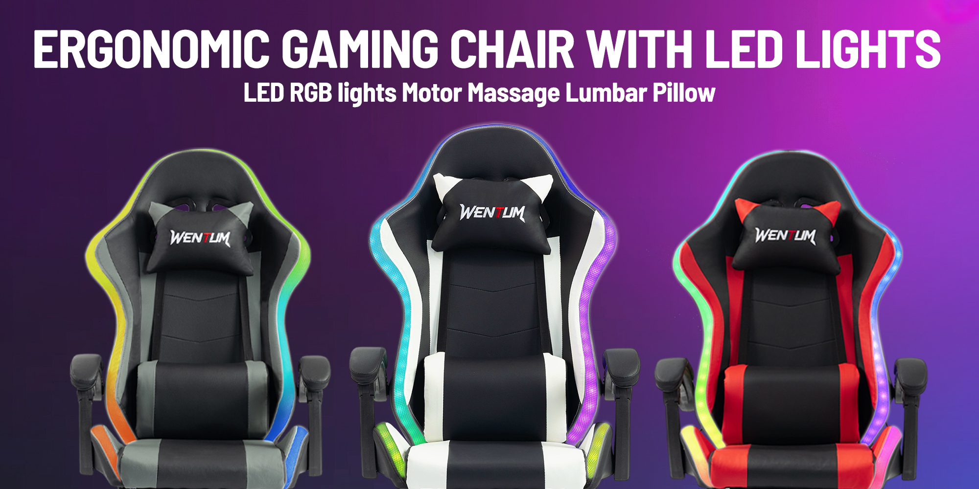 ERGONOMIC GAMING CHAIR WITH LED LIGHTS