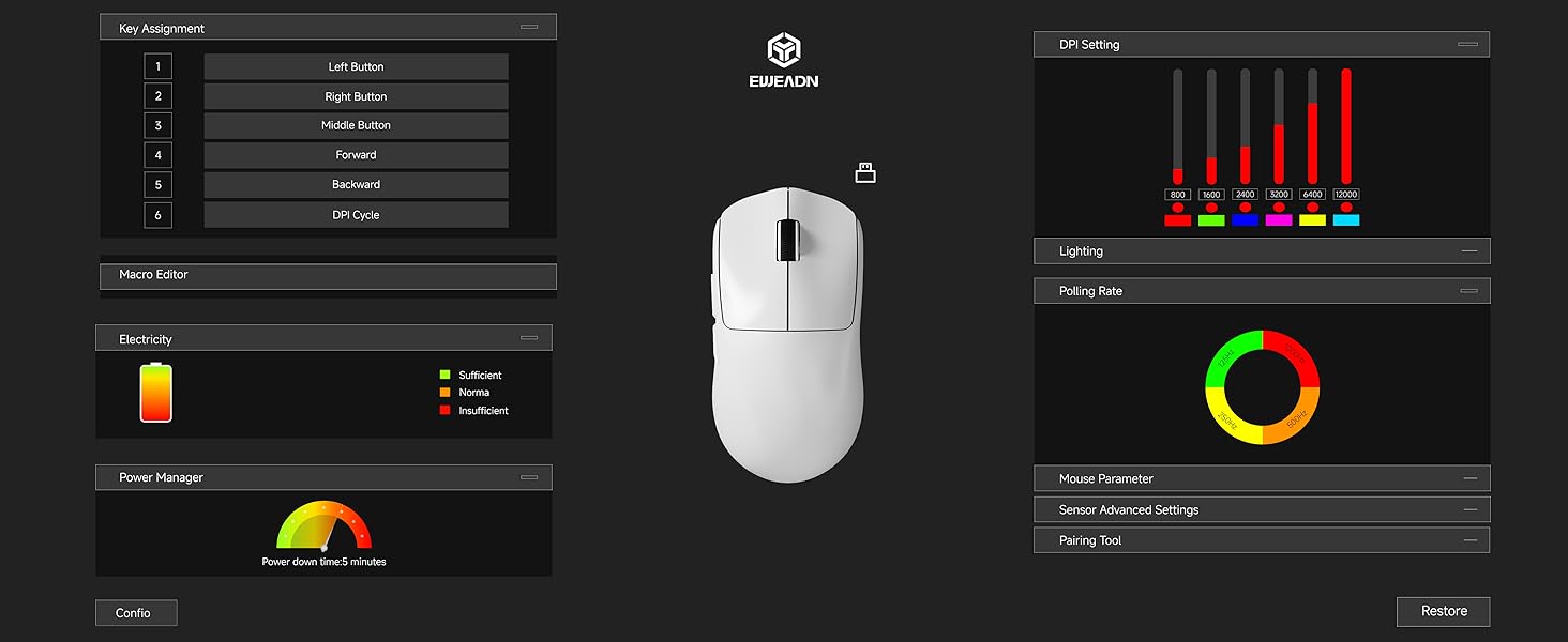 AUTYUE Wireless Gaming Mouse, PAW3311 Sensor, 49g Lightweight Mouse, 12000 DPI, 2.4G/BT5.0/USB-C Tri