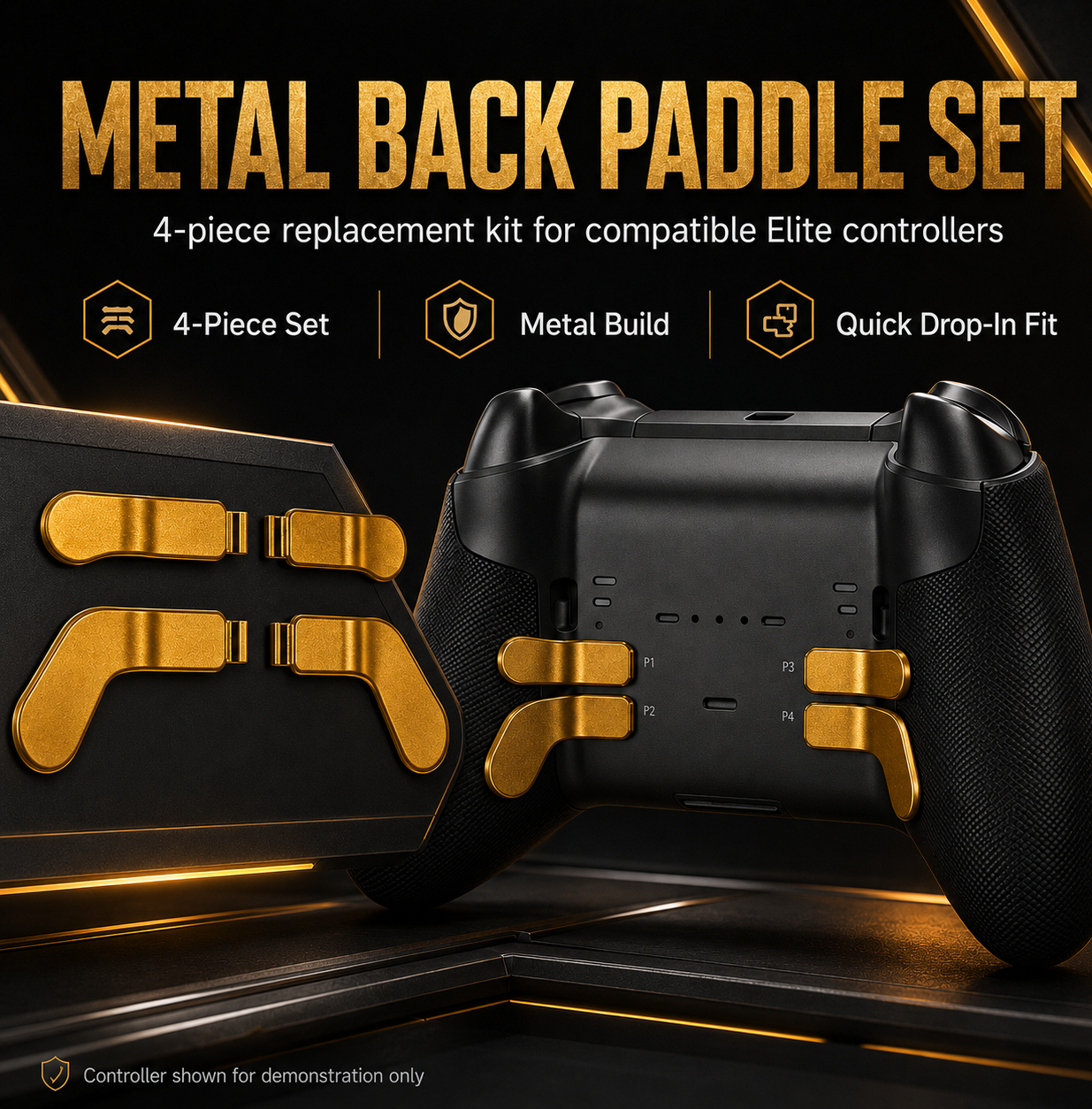 gold xbox elite paddles, metal back paddles, xbox elite replacement paddles