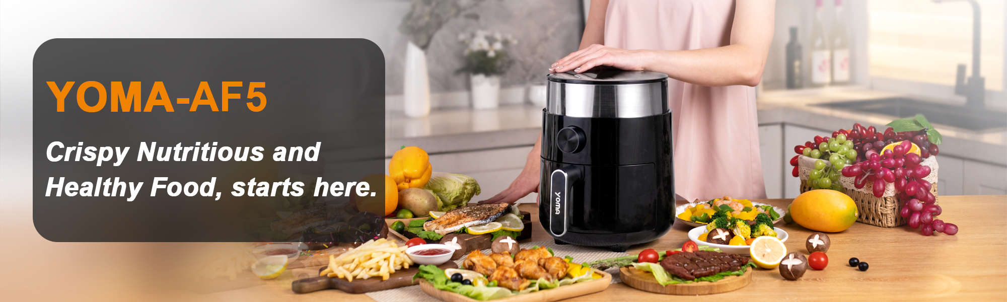 YOMA Air Fryer, 2.6 Qt Small Airfryer with Temperature,1200 Watt