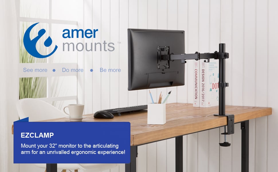 Stand Up To Wall Ergo Single TV Computer Monitor Desk Articulating Mount Arm 