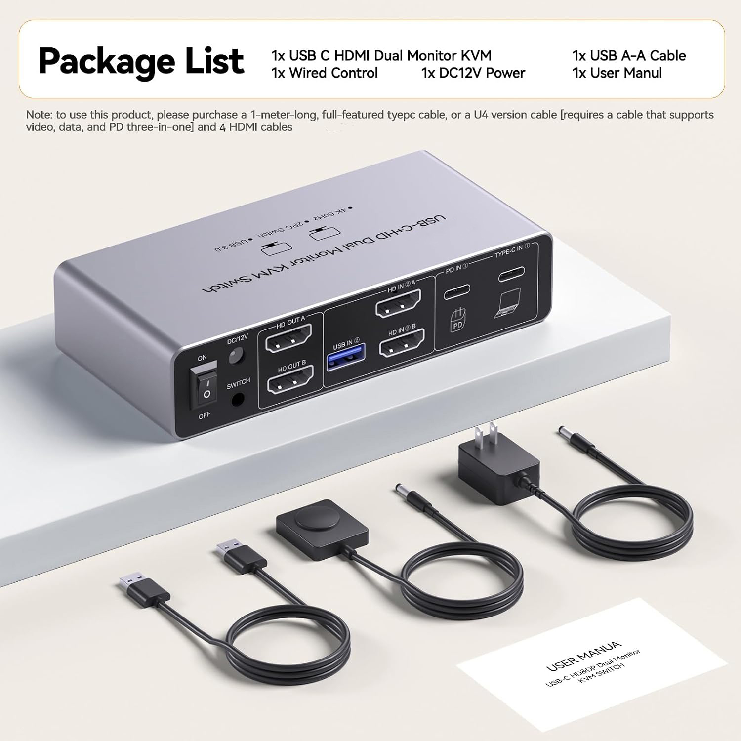 The 2 monitors laptop and desktop KVM switch supports up to dual 4K(3840*2160)@60Hz, 2560*1440@60Hz,