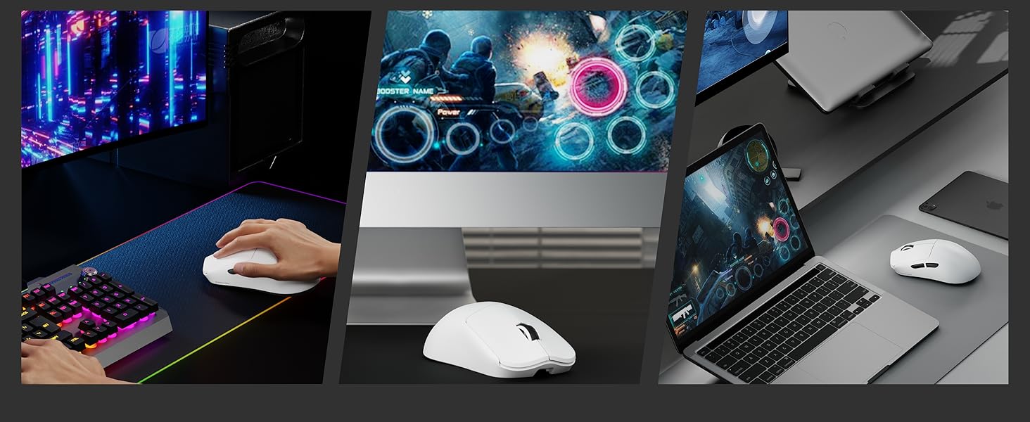 AUTYUE Wireless Gaming Mouse, PAW3311 Sensor, 49g Lightweight Mouse, 12000 DPI, 2.4G/BT5.0/USB-C Tri