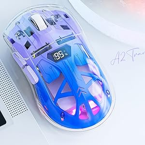 IHDAPP Transparent Wireless Gaming Mouse, Dual Mode BT 5.0/2.4G PC Gaming Mice, PixArt 3212 5 Adjus