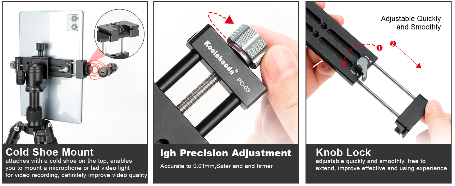 Aluminum iPad Tripod Holder Mount Adapter