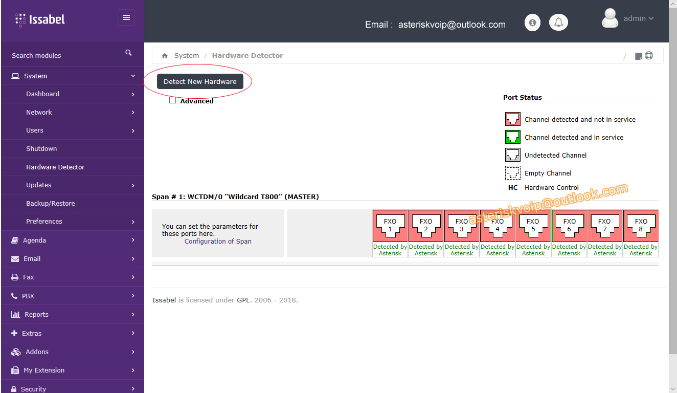asterisk card tdm800E