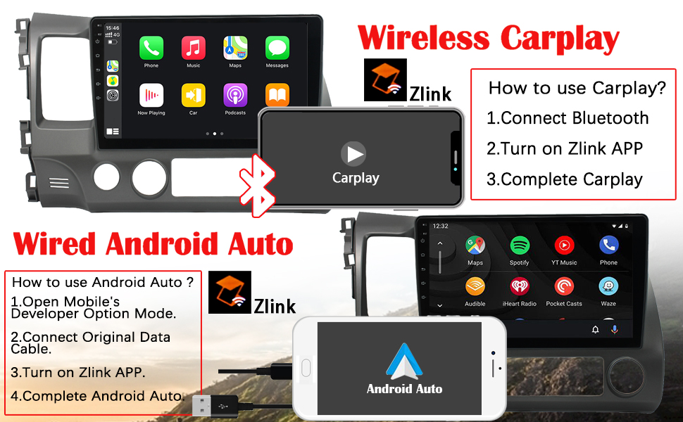 Android 10 Car Stereo Compatible with CarPlay&Android Auto,10 Inch Touch Screen Car Radio