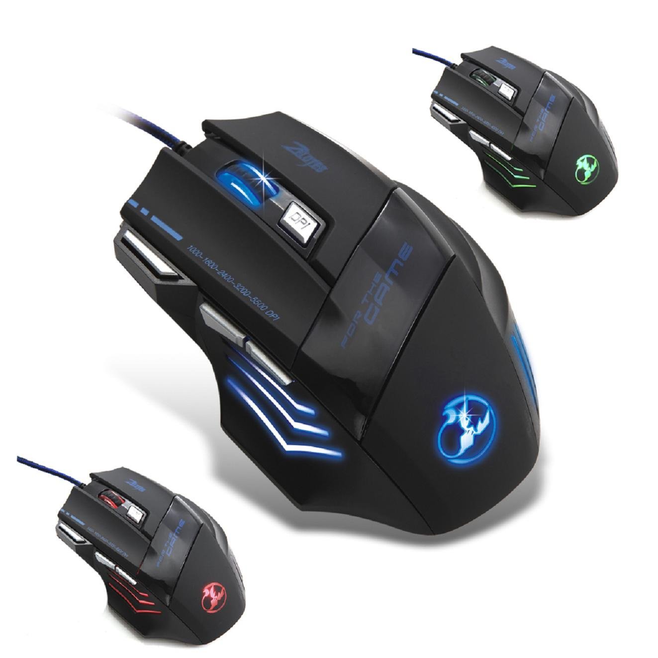 5500DPI LED Optical USB Wired Gaming Mouse 7 Button Gamer Computer Mice 7-Color 