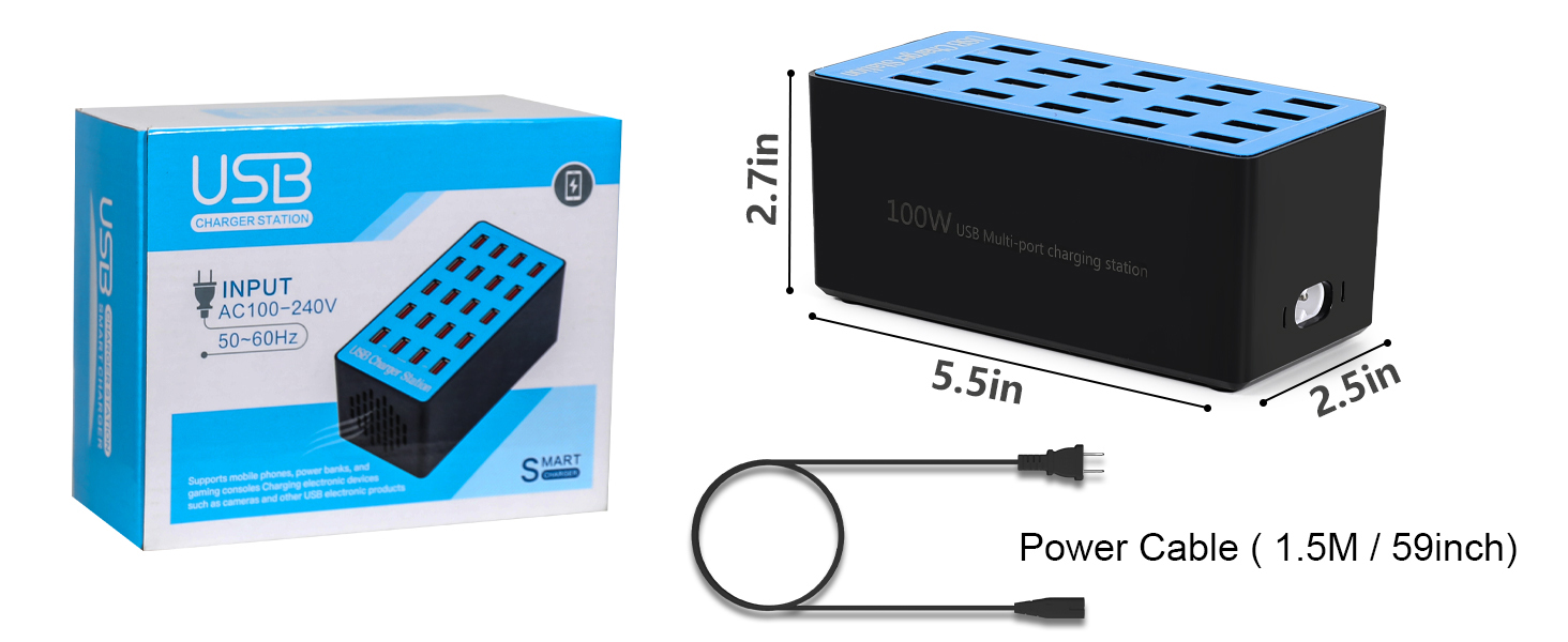 AUTYUE 20 Ports USB Charging Station, 100W 20Port USB Charging Station, Multiple USB Charger Station