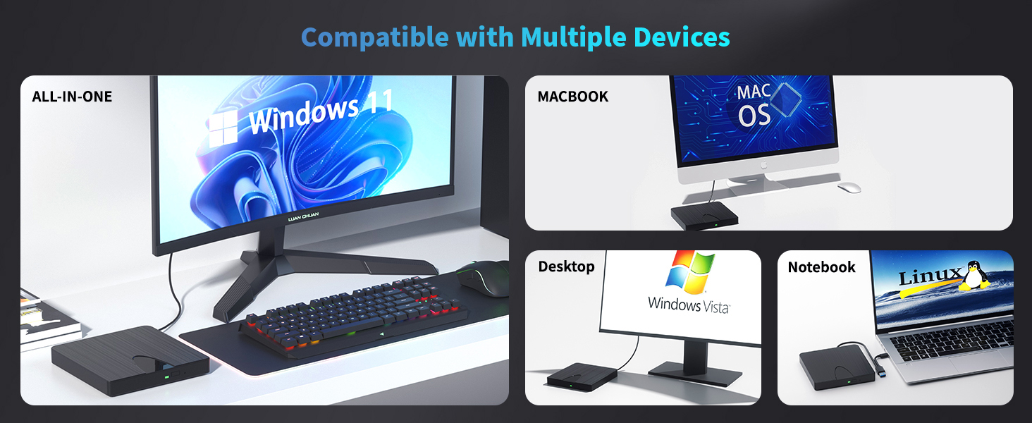 External Blu Ray Drive, USB 3.0 and Type-C Blu Ray Burner Portable Blu Ray DVD/CD/BD Player