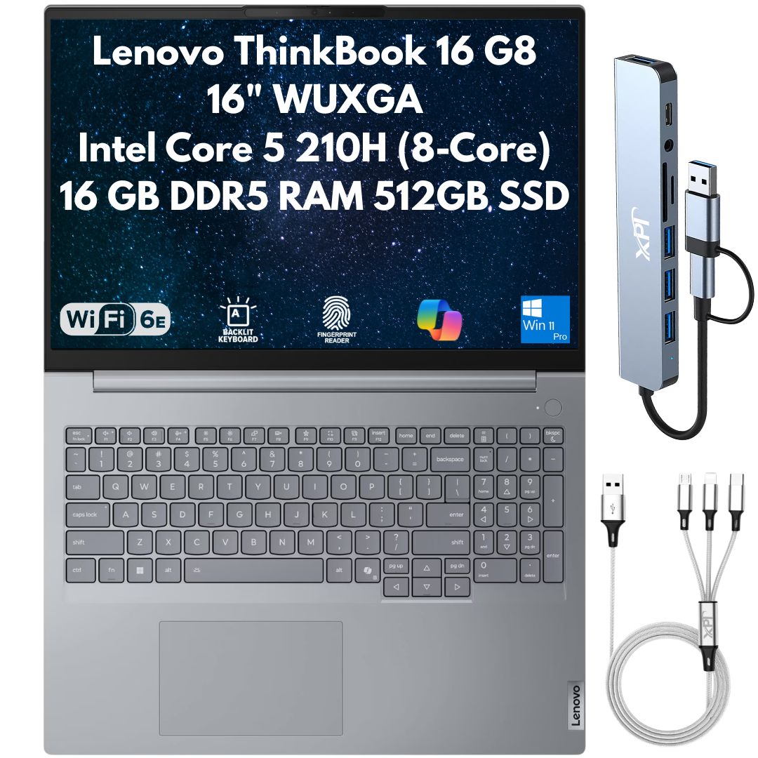 Lenovo ThinkBook 16 Gen 8 Intel Core 5 210H 16" WUXGA Fingerprint Reader Backlit Copilot Win 11 Pro
