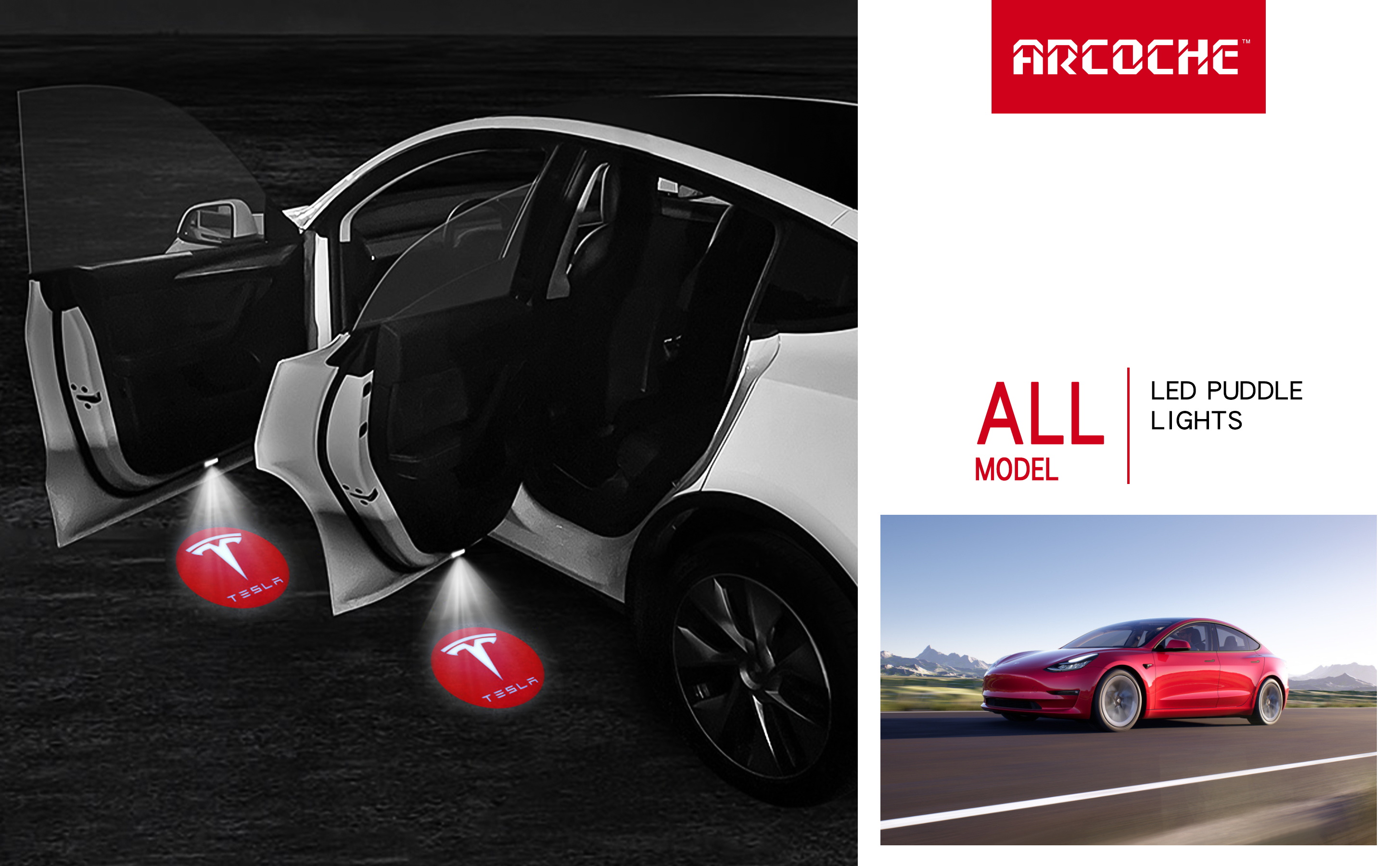 Tesla Model 3 LED Logo Projector Puddle Lights