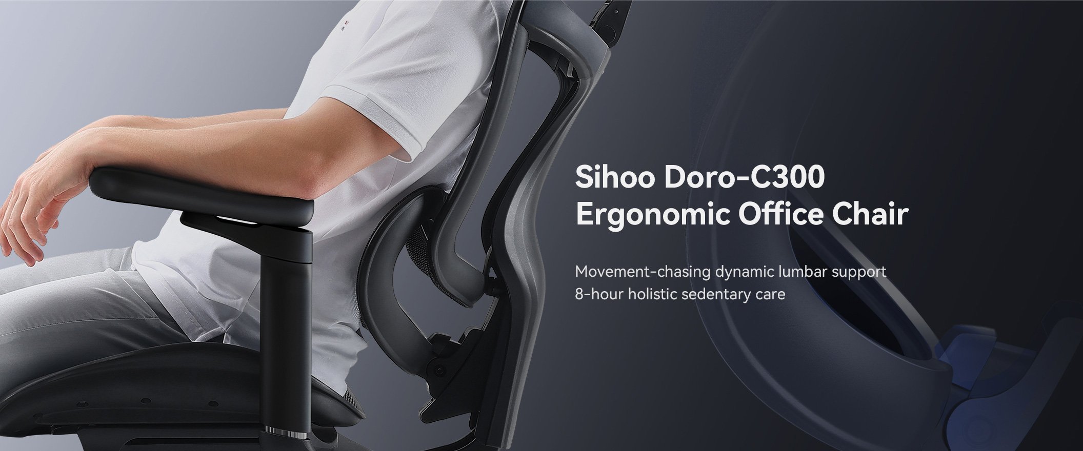 SIHOO Ergonomic Ofiice Chair Doro-C300, Auto-Adaptive Lumbar Support, 3D  Linkage Armrests, Computer Desk Chair with 4-Position Adjustable Backrest,  Mesh Office Chair for 300lbs, Black 