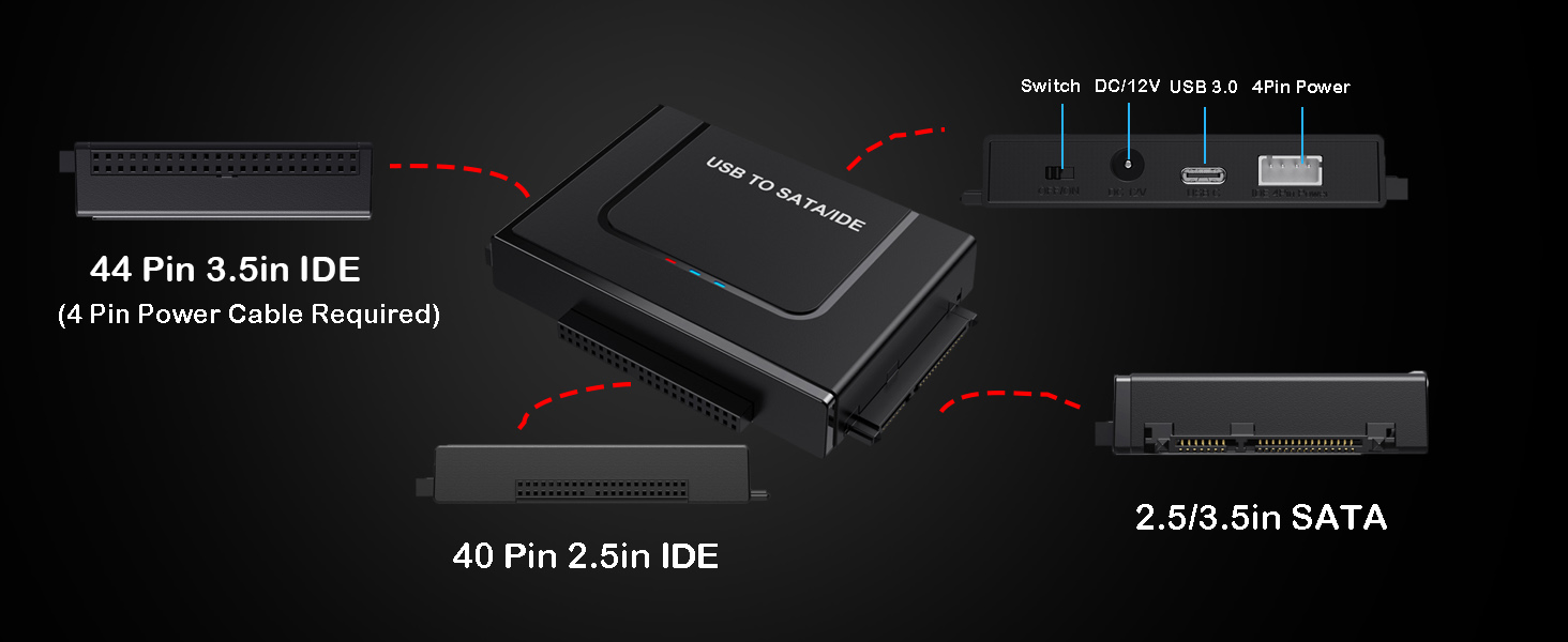 External Hard Drive Ultra Recovery Converter Universal Hard Drive Adapter Kit