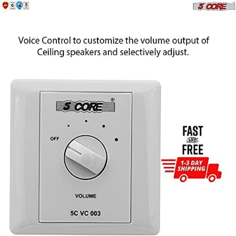 5 Core Home Wall Mount Volume Control for Speakers ,Upgraded KnobFlush