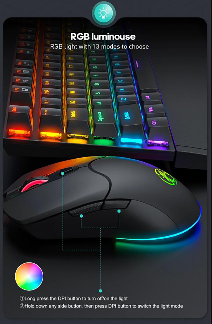Gaming Mouse Wired, USB Gaming Mice Breathing RGB LED Plug Play